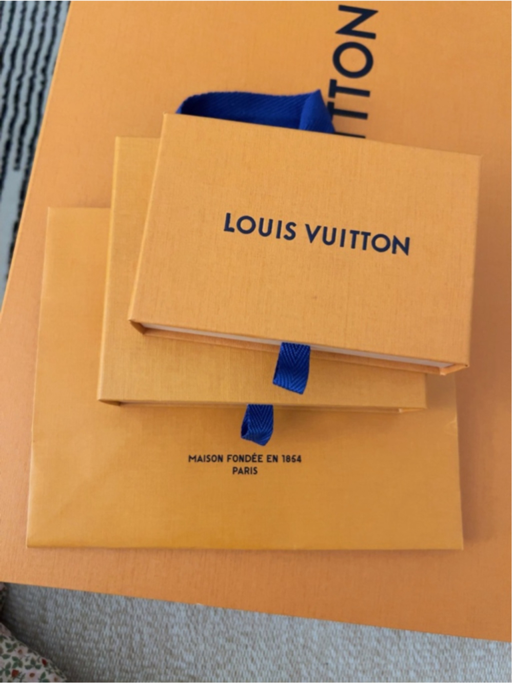 Authentic Louis Vuitton Orange Small Jewelry Boxes + Gift Bag Bundle Luxury